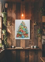 Joyful Stacked Christmas Gifts - Christmas Presents Art & Festive Wall Art