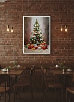 Intense High Contrast Christmas Tree - Dark Contrast Watercolor & Atmospheric Decor