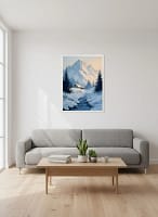 Serene Snowy Alpine Cabin - Alpine Landscape Art & Mountain Home Decor