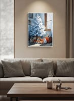 Stunning White Christmas Art: Cat Painting for Wall Art