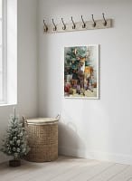 Vibrant Festive Stag and Tree - Christmas Stag Art & Holiday Home Decor