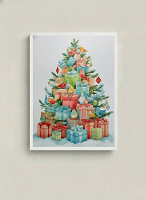Joyful Stacked Christmas Gifts - Christmas Presents Art & Festive Wall Art