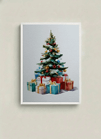 Classic Christmas Tree and Gifts - Classic Christmas Decor & Traditional Holiday Art
