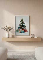Classic Christmas Tree and Gifts - Classic Christmas Decor & Traditional Holiday Art