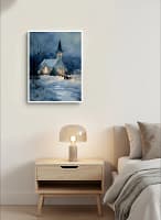 Heartwarming Watercolor Christmas Painting: Cozy Wall Art for Living Room