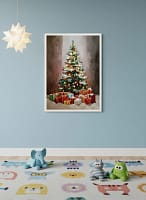 Intense High Contrast Christmas Tree - Dark Contrast Watercolor & Atmospheric Decor
