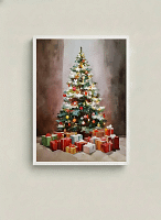 Intense High Contrast Christmas Tree - Dark Contrast Watercolor & Atmospheric Decor