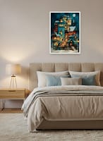 Whimsical Stacked Fantasy Houses - Whimsical Architecture Art & Dreamy Winter Decor