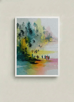 Dynamic Abstract Crowd in Forest - Expressive Abstract Art & Modern Color Decor