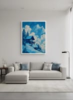 Stunning Monochromatic Blue Cabin - Monochromatic Wall Art & Blue Home Decor