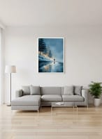 Mystical Solitude in the Snow - Moody Winter Art & Reflective Decor