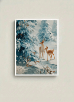 Stunning Snowy Woods Art: Fawn Painting for Wall Decor
