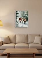 Delightful Serene Christmas Scene: Reindeer Painting for Wall Art