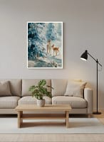 Stunning Snowy Woods Art: Fawn Painting for Wall Decor
