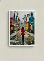 Enchanting Storybook Christmas Village - Storybook Art Print & Festive Streetscape Decor