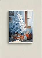 Stunning White Christmas Art: Cat Painting for Wall Art