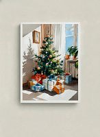 Radiant Sunlit Christmas Corner - Sunlit Interior Art & Light and Shadow Decor