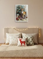Vibrant Festive Stag and Tree - Christmas Stag Art & Holiday Home Decor