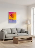 Striking Vibrant Sunset Lone Tree - Vibrant Sunset Art & Minimalist Decor