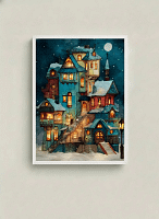 Whimsical Stacked Fantasy Houses - Whimsical Architecture Art & Dreamy Winter Decor