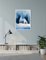Serene Winter Chapel Art: Christmas Art and Wall Art for Bedroom