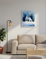 Serene Winter Chapel Art: Christmas Art and Wall Art for Bedroom