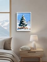 Stunning Flower Tree in Snow - Original Watercolor Art & Flower Wall Art