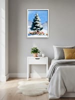 Stunning Flower Tree in Snow - Original Watercolor Art & Flower Wall Art