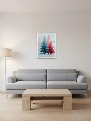 Duotone Watercolor Art enhancing the modern living room decor.