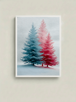 Stunning Two Tone Winter Pines - Duotone Watercolor & Modern Wall Decor