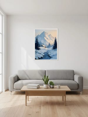 Alpine Landscape Art enhancing the serene art for living room decor.