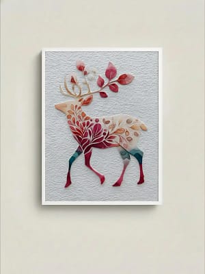 Artistic Floral Silhouette Deer - Botanical Deer Art & Unique Wall Decor