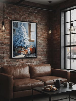 White Christmas Art enhancing art for living room decor.