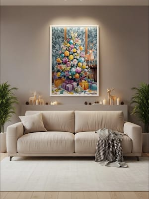 Christmas Paintings enhancing art for living room decor. A beautiful statement.