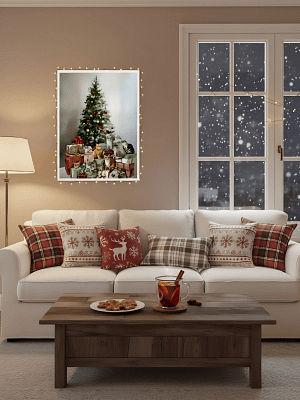Christmas Tree Painting enhancing art for living room decor.