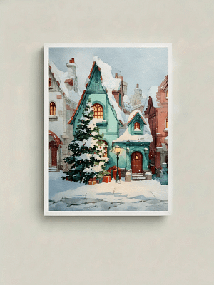 Christmas Village Decor – Charming Cottage & Festive Art