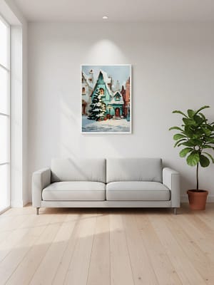 Christmas Village Decor enhancing the festive art for living room decor.