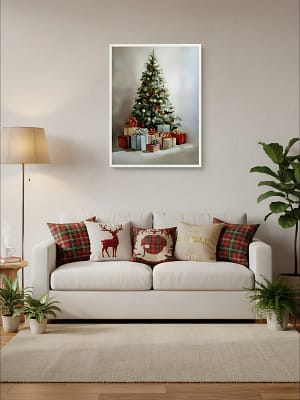 Vibrant Festive Art enhancing art for living room decor.