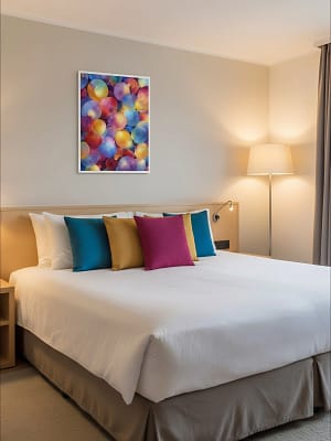 Vibrant Festive Art as wall art for bedroom.