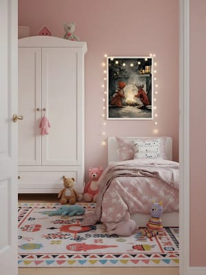 Cozy Children Art print for a soothing Kids Room setting.