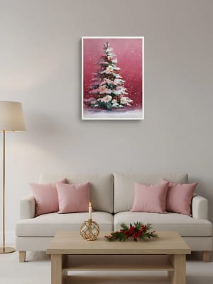 Dreamy Pink Christmas Art enhancing art for living room decor.