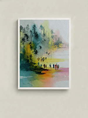 Dynamic Abstract Crowd in Forest - Expressive Abstract Art & Modern Color Decor