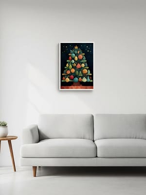 Folk Art Christmas decor enhancing the cozy art for living room decor.