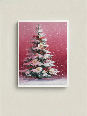 Magical Dreamy Pink Christmas Art: Minimalist Wall Art Decor