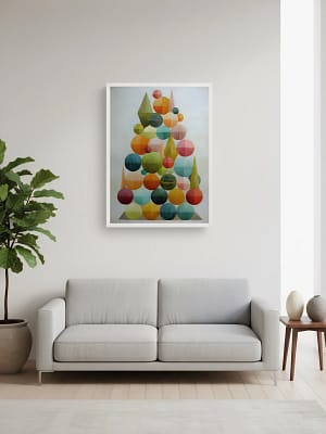 Mid Century Modern Art enhancing the abstract art for living room decor.