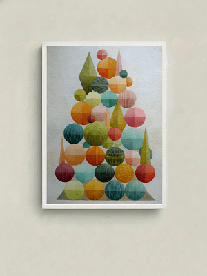 Retro Geometric Christmas Tree - Mid Century Modern Art & Geometric Abstract Decor