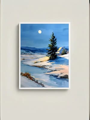 Stunning Watercolor Paintings: Mountain Wall Art for Living Room Decor