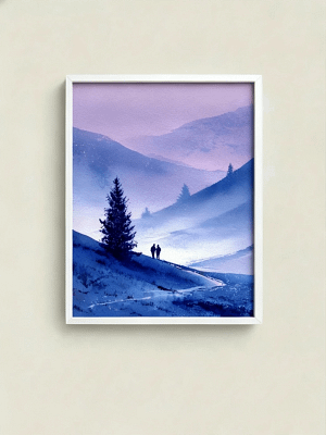 Serene Violet Landscape Painting: Art for Wall Decor