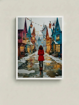 Enchanting Storybook Christmas Village - Storybook Art Print & Festive Streetscape Decor