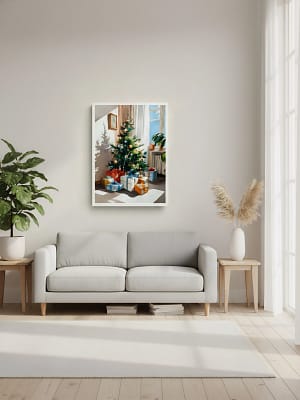 Sunlit Interior Art enhancing the art for living room decor.